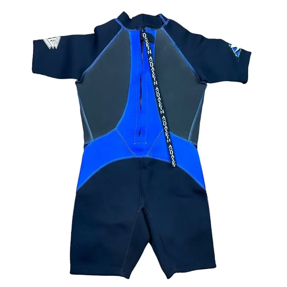 US Divers Aqua Skin Titanium Shorty Wetsuit 3-2M Youth Large Black Blue